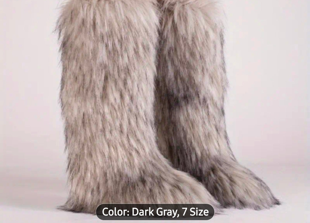 Fur Boots Tall Length
